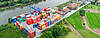 A container terminal at the river Main, near the town center of Mainz-Kostheim.