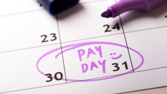 A calendar entry with the keyword 'payday'.