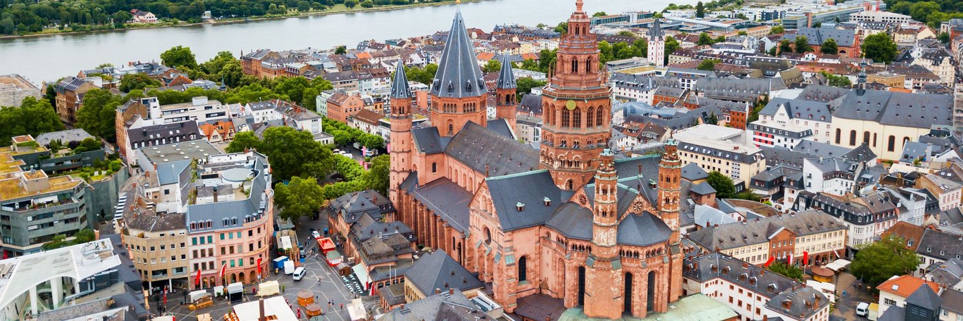 Aerial view of the city of Mainz on the Rhine